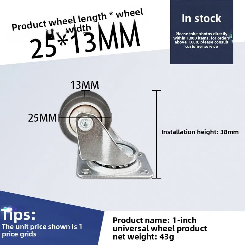 4-Pack Swivel Furniture Caster Wheels – Soft Rubber 1–2 Inch