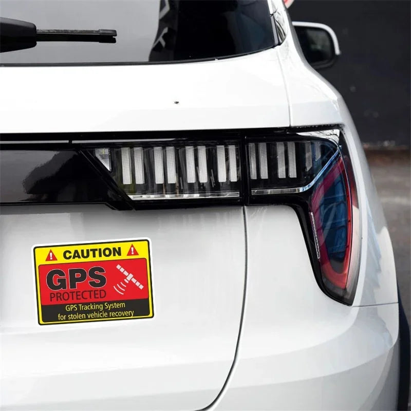 4PCs 7.3CM*4.8CM Warning Car Sticker Caution GPS Tracking System Protected Decal Car Window Bumper Stickers Peaceful Pleasures Health and Wellness