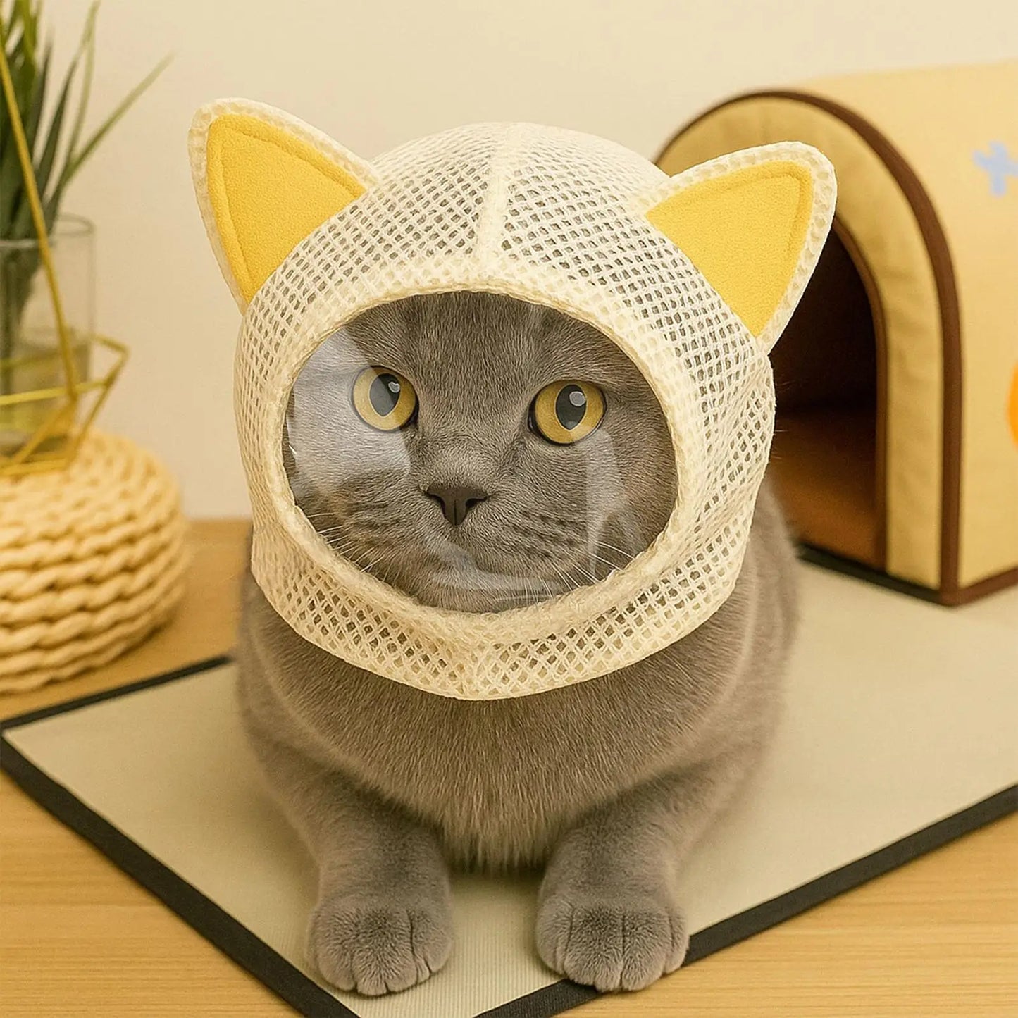 Breathable Cat Muzzle Head Cover – Anti-Lick & Anti-Bite