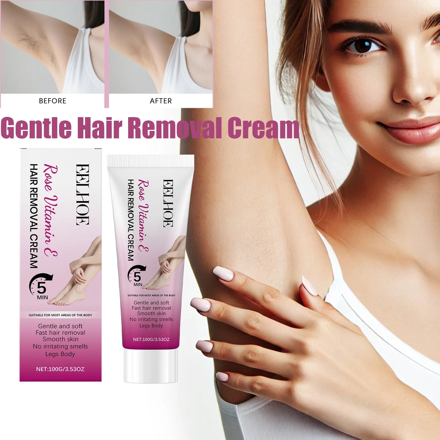 Gentle Hair Removal Cream – Painless Depilatory for Men & Women
