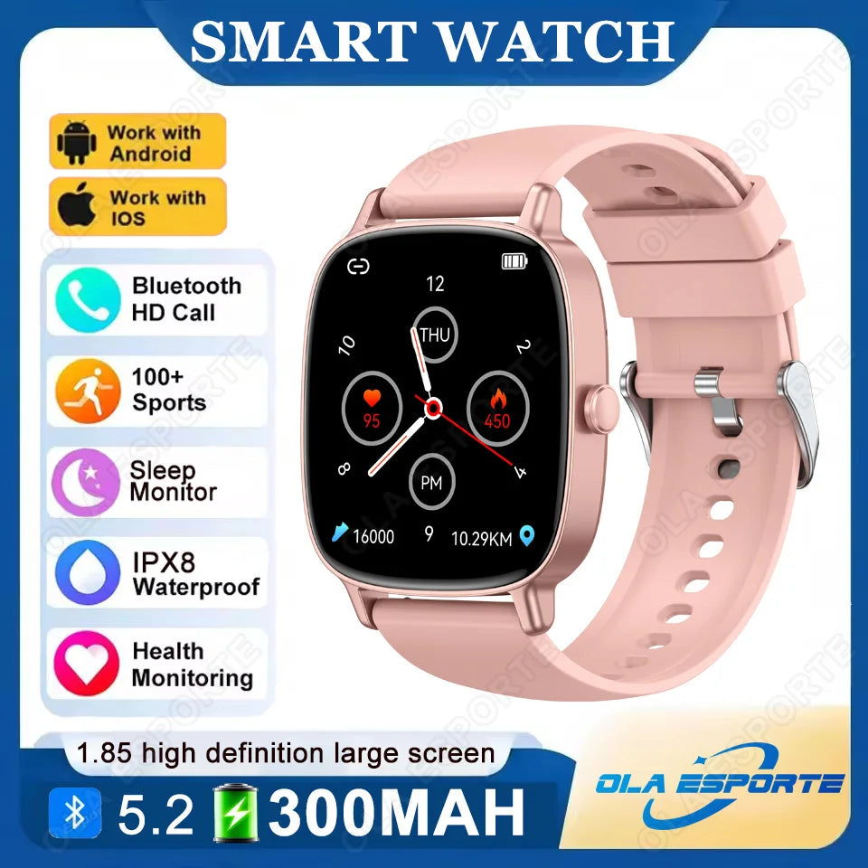 2026 New Men's Smart Watch Women's Gift 1.85inch HD Full Touch Screen Sports Fitness Watch Electronics BT Call Smartwatch HW12 Peaceful Pleasures Health and Wellness Pink
