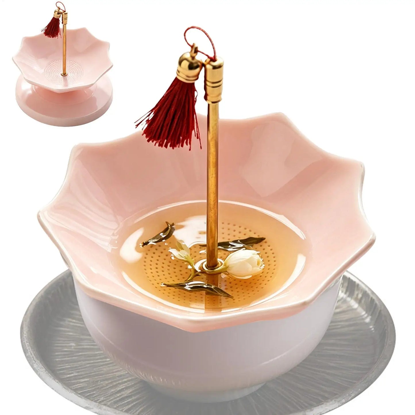 Ceramic Umbrella Tea Strainer with Stand | Loose Leaf Infuser