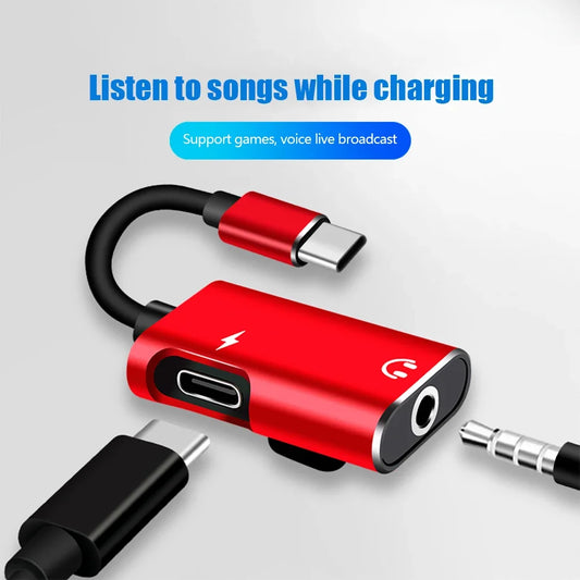 2-in-1 USB-C to 3.5mm Jack Adapter Type C Audio Splitter Headphone Charger Dongle for Xiaomi Huawei Type C Phones Peaceful Pleasures Health and Wellness