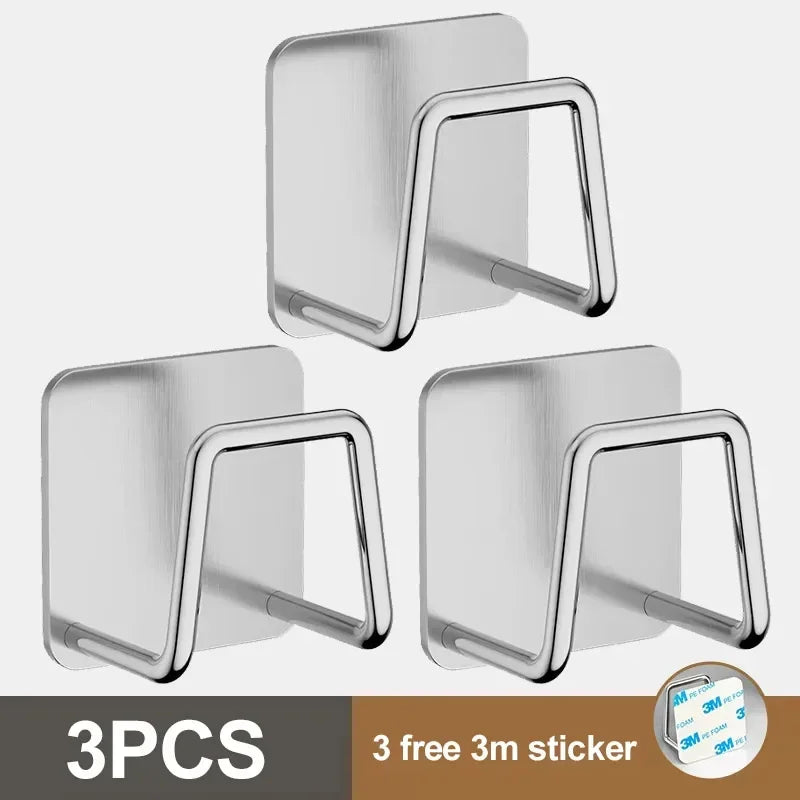 1/2/3/4/5PC Stainless Steel Hanging Hook Storage Rack Sink Sponges Drain Drying Rack Self Adhesive Storage Holder Wall Hooks Peaceful Pleasures Health and Wellness Silver-3PCS