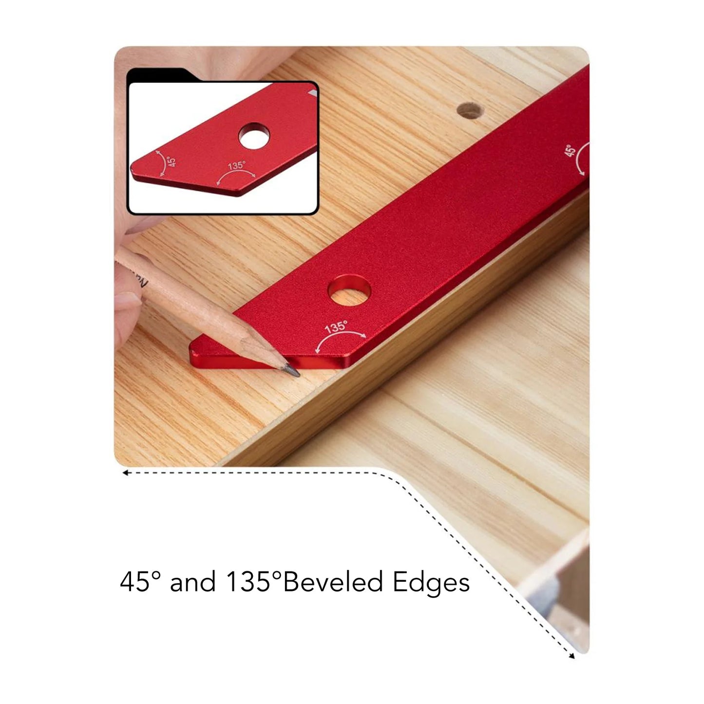 45 Degrees 135 Woodworking Measuring Ruler Aluminum Alloy Carpenter