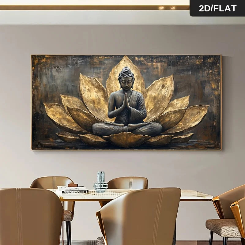 1pc Unframed Modern for Lotus Buddha Statue Canvas Wall Art High Quality Print Large Size Canvas Painting Meditation Room Accent Peaceful Pleasures Health and Wellness