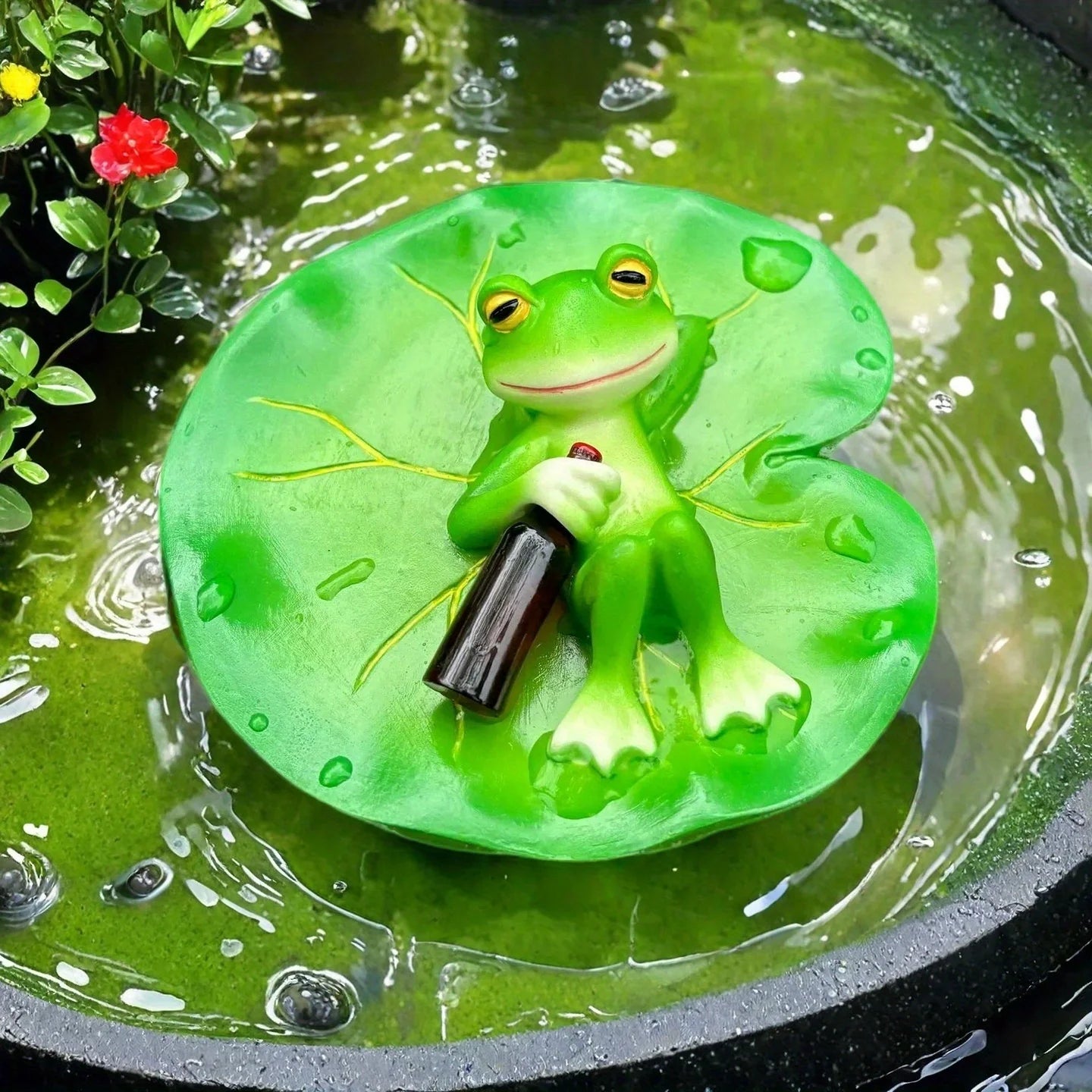 Floating Frog Pond Ornament | Resin Figurine Garden Decor Garden Figurine Peaceful Pleasures Health and Wellness