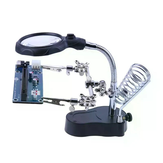 Soldering Helping Hand Clamp with LED Light & Magnifying Glass Soldering Clamp Tool Peaceful Pleasures Health and Wellness Default Title