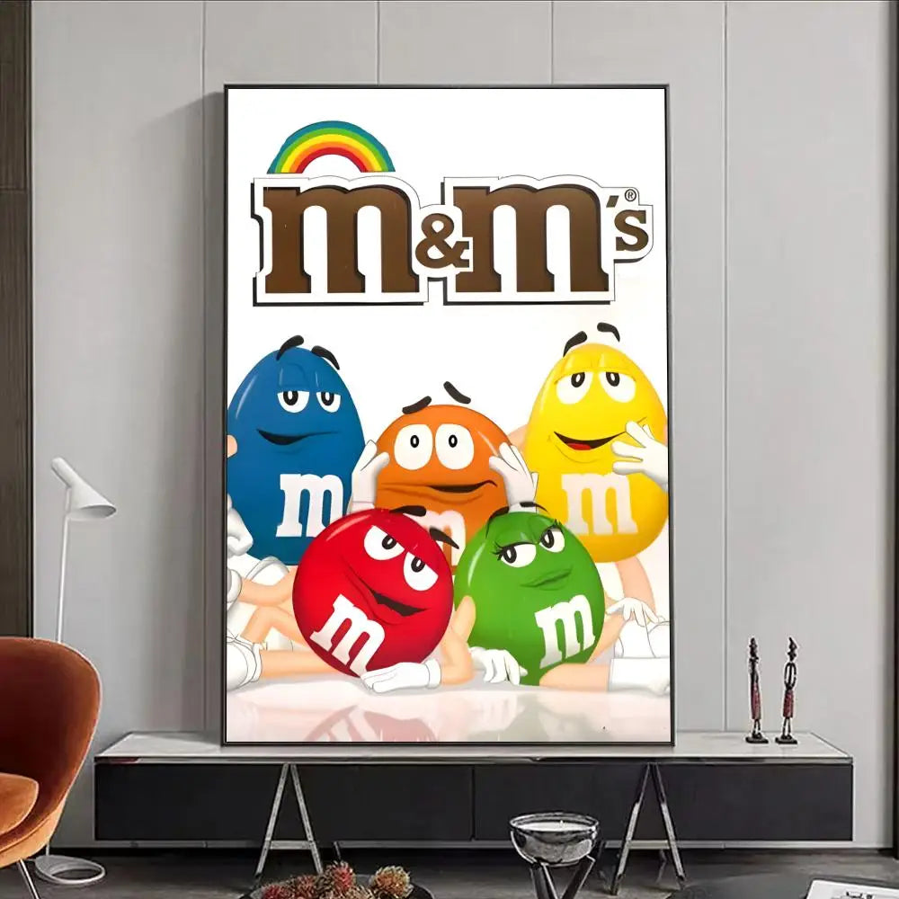 M&M's Candy HD Wall Art Poster – Self-Adhesive Waterproof PVC Wall Art Poster Peaceful Pleasures Health and Wellness Black1 15X20cmNoframe