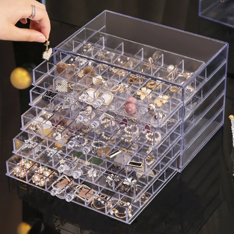 Acrylic Earring Storage Box | 3 & 5 Drawer Jewelry Organizer