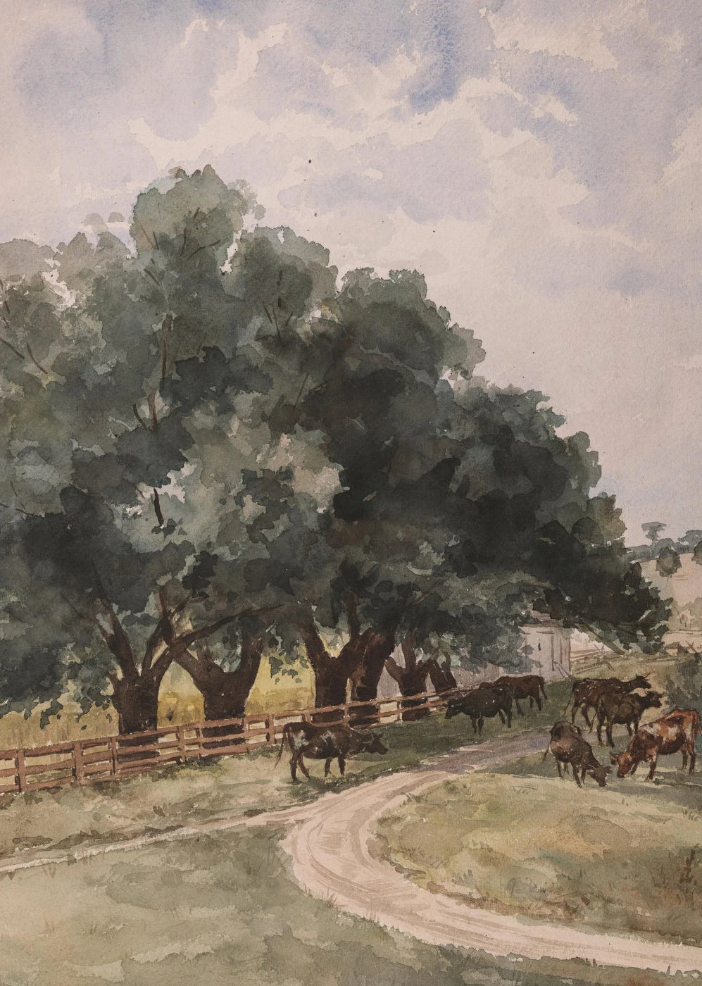Vintage Rural Antique Animals Poster Cows in The Forest and Pasture Canvas Painting Farmhouse Wall Art Picture Office Home Decor Peaceful Pleasures Health and Wellness 11 40x60cm Unframed