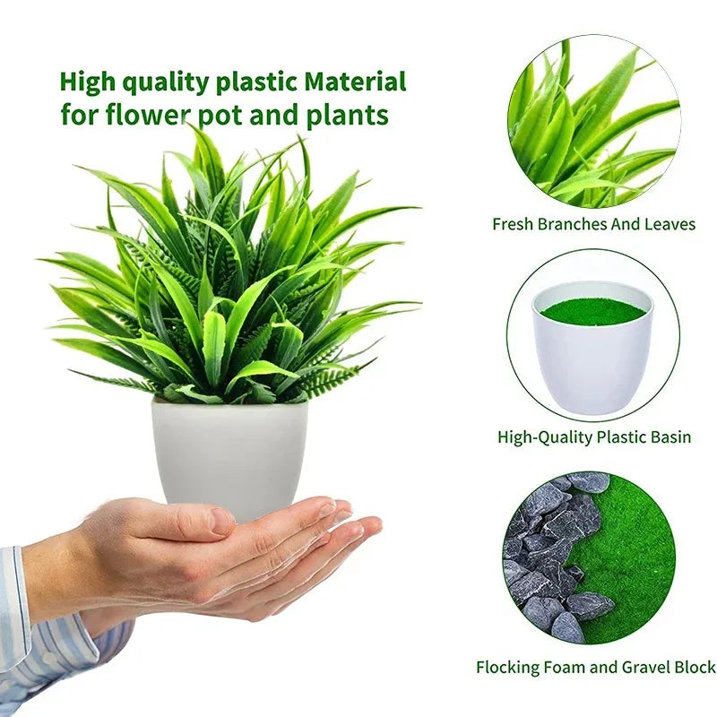 1PC Artificial Plant with Plastic Pot Fake Greenery for Home Office Desk Living Room Bedroom Decor No Maintenance Required Peaceful Pleasures Health and Wellness