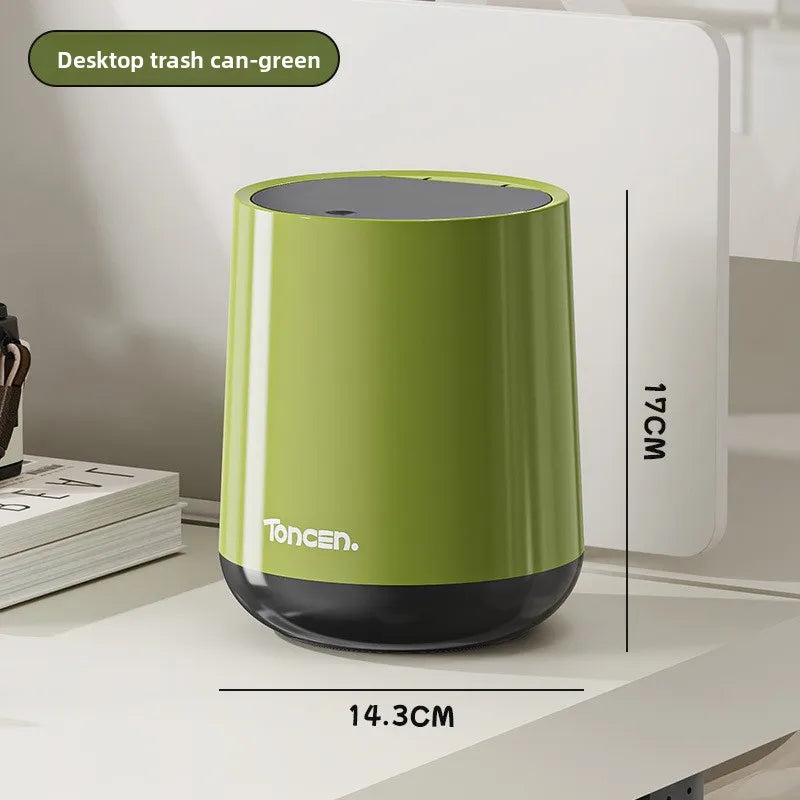 Press-Type Desktop Trash Can, Multi-Functional Covered Waste Bin for Office Bedroom & Living Room - Space-Saving & Odor Control Peaceful Pleasures Health and Wellness Green