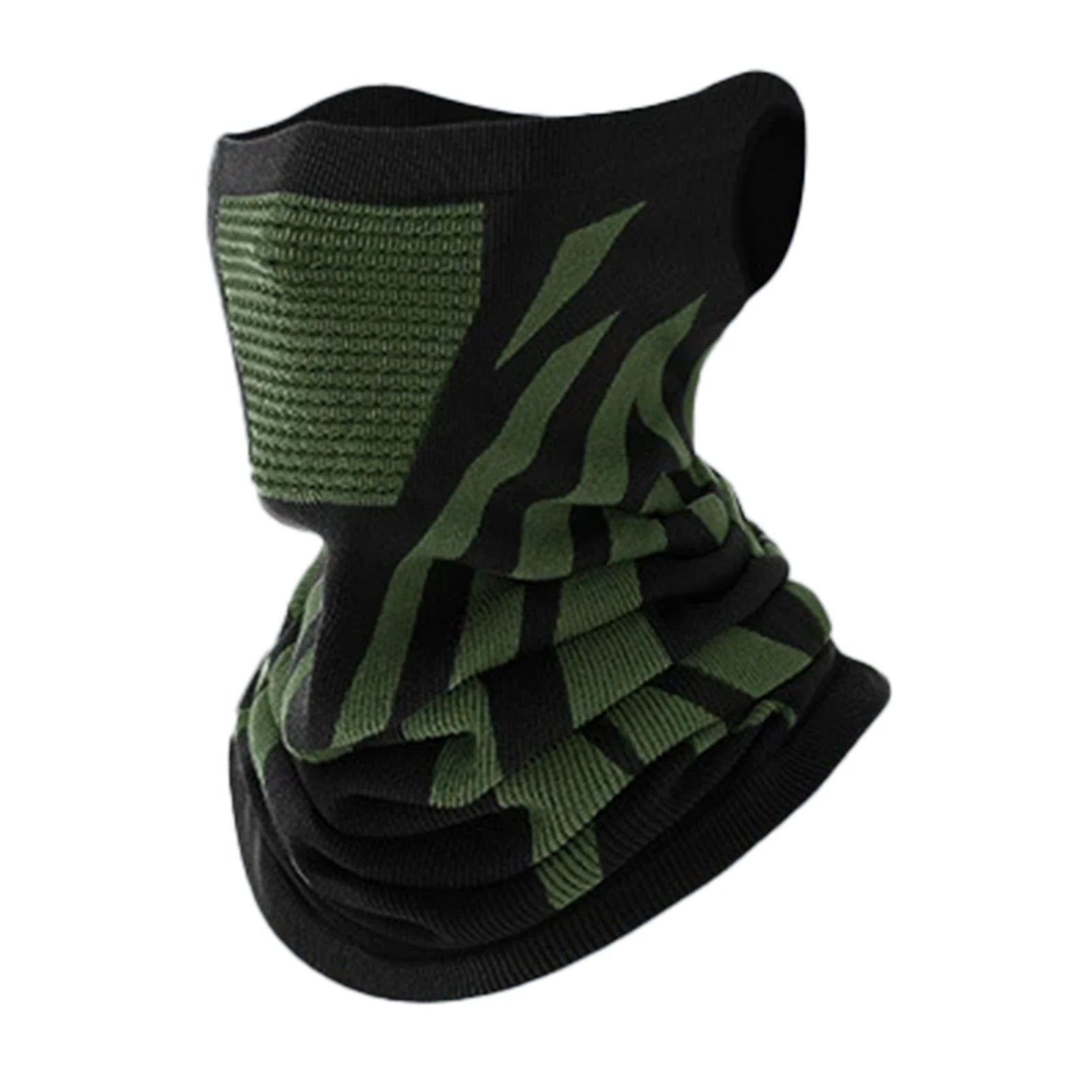 Cycling Face Masks Neck Warmer Ear Protections Thermal Insulation Breathable Seamless Design for Outdoor Sports Peaceful Pleasures Health and Wellness Hanging ears Black green