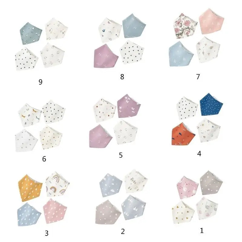 Baby Bandana Bibs 4-Pack | Waterproof Cotton Drool Bibs