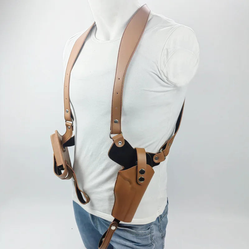 Concealed tactical hunting underarm holster PU Leather Gun 1911 Glock 17 19 31 Holster with Double Magazine Pouch Peaceful Pleasures Health and Wellness