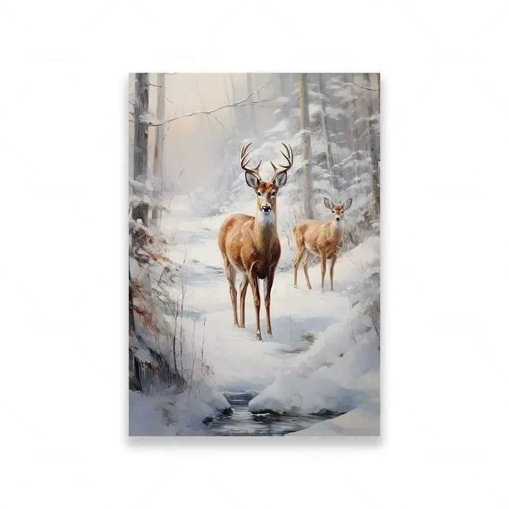 Modern Minimalist Farmhouse Elk Snowman HD Canvas Wall Art Holiday Vibes Poster for Bedroom Living Room Decor Peaceful Pleasures Health and Wellness ZLH5453 50x70cm No Frame