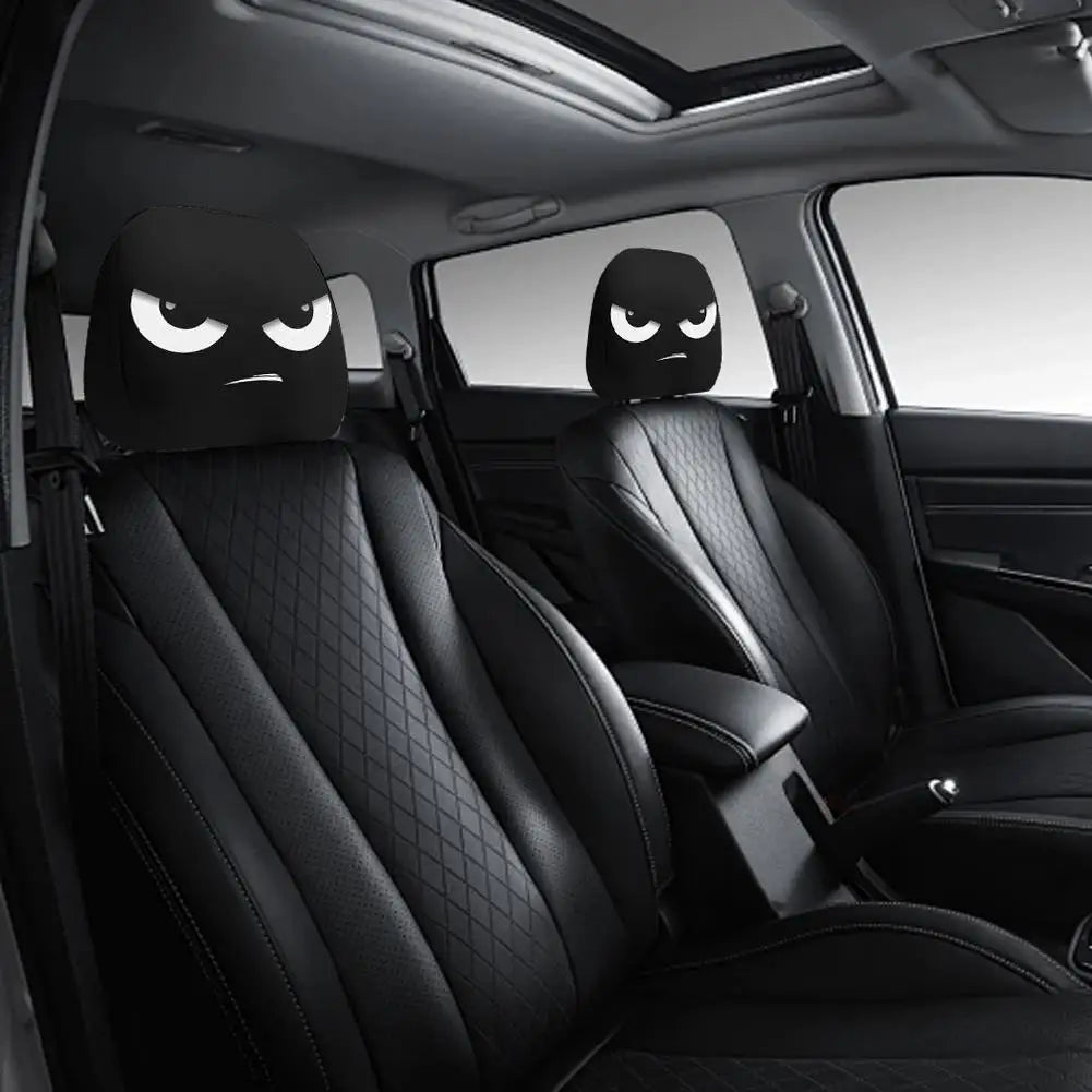 2-Pack Smiley Face Car Headrest Covers – Washable & Universal