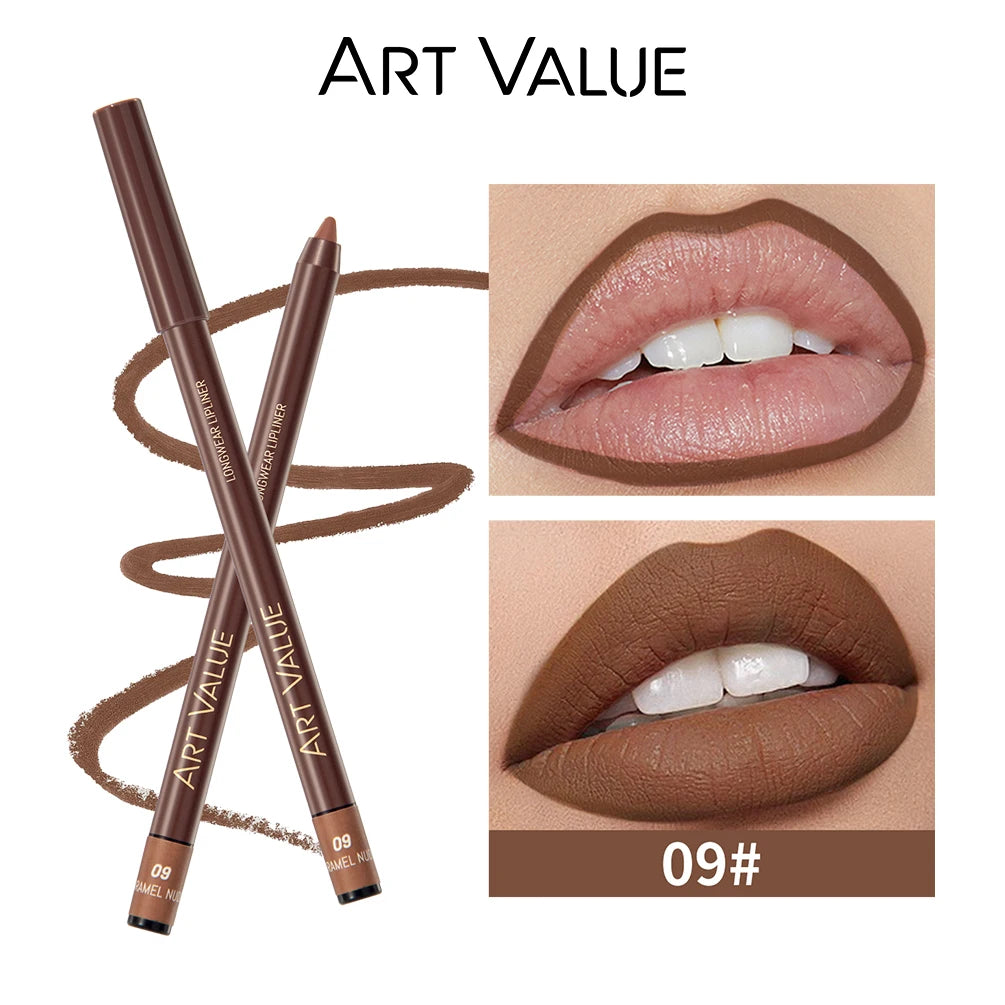 QIBEST Lipliner Pencil Matte Nude Red Contour Tint Lipstick Long Lasting Non-stick Cup Lipliner Pen Makeup Lip Stain Pencil Peaceful Pleasures Health and Wellness 09