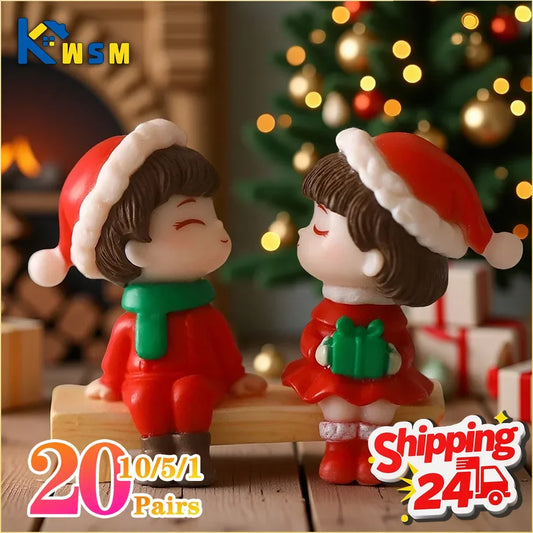Mini Christmas Couple Dolls | Desktop Ornaments 1–20 Pairs Christmas Figurines Oasis Select