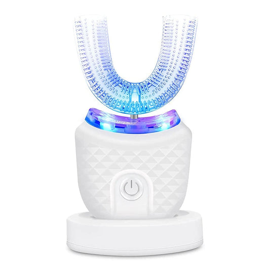 Wireless chargeable silicone bristle portable cleaning automatic toothbrush high quality u-shaped electric toothbrush Peaceful Pleasures Health and Wellness WHITE