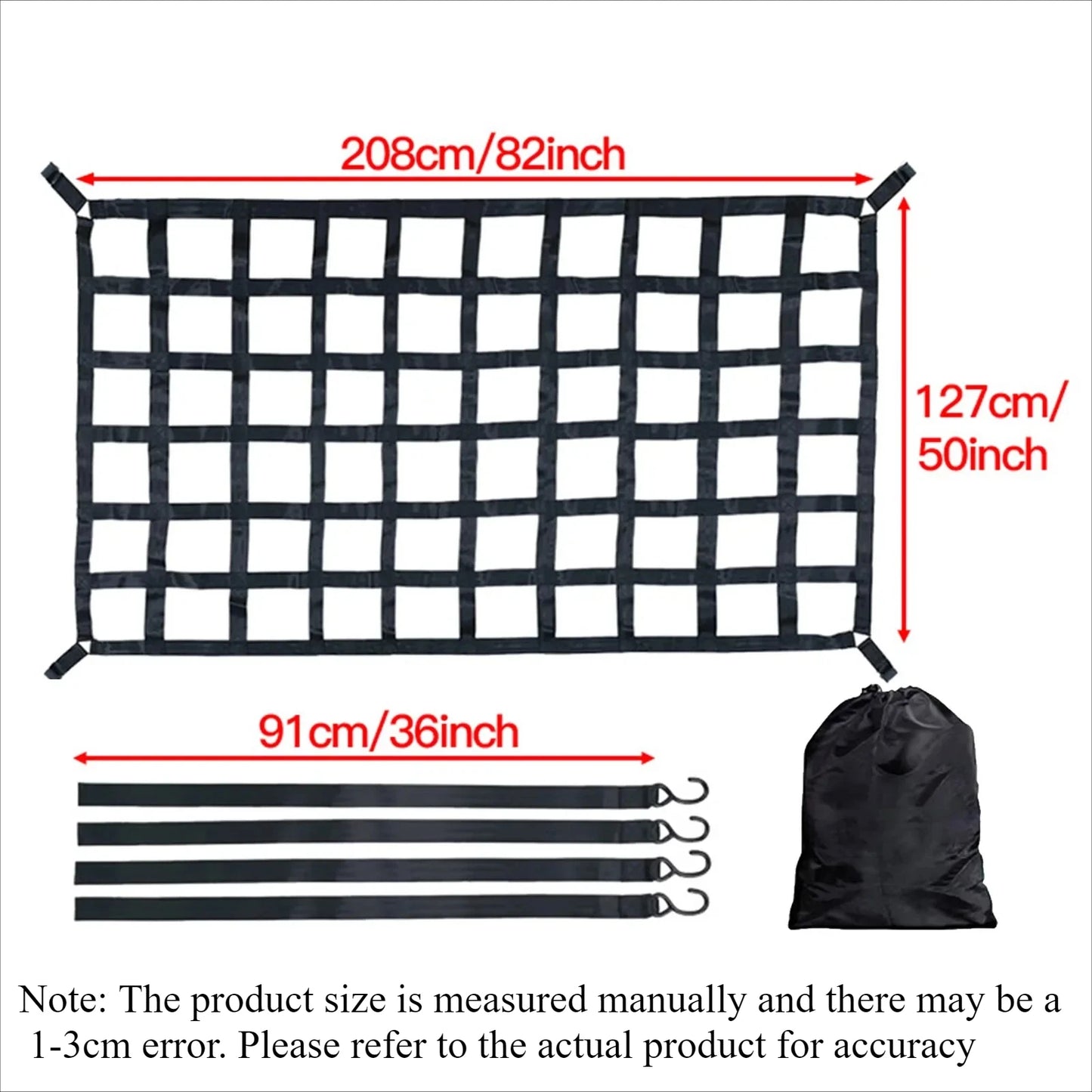 127X106cm/167X127cm/208X127cm Heavy Cargo Net Truck Trunk Roof Cargo Network Card for Trailer Luggage Net Exterior Accessories Peaceful Pleasures Health and Wellness L