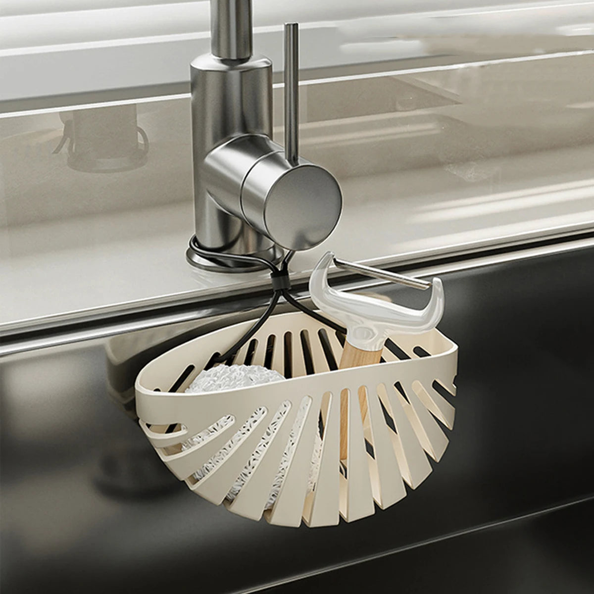 1PCS Sink Hanging Basket Kitchen Plastic Storage Rack Bathroom ganizing Tool Household Multi-functional Draining Storage Basket Peaceful Pleasures Health and Wellness