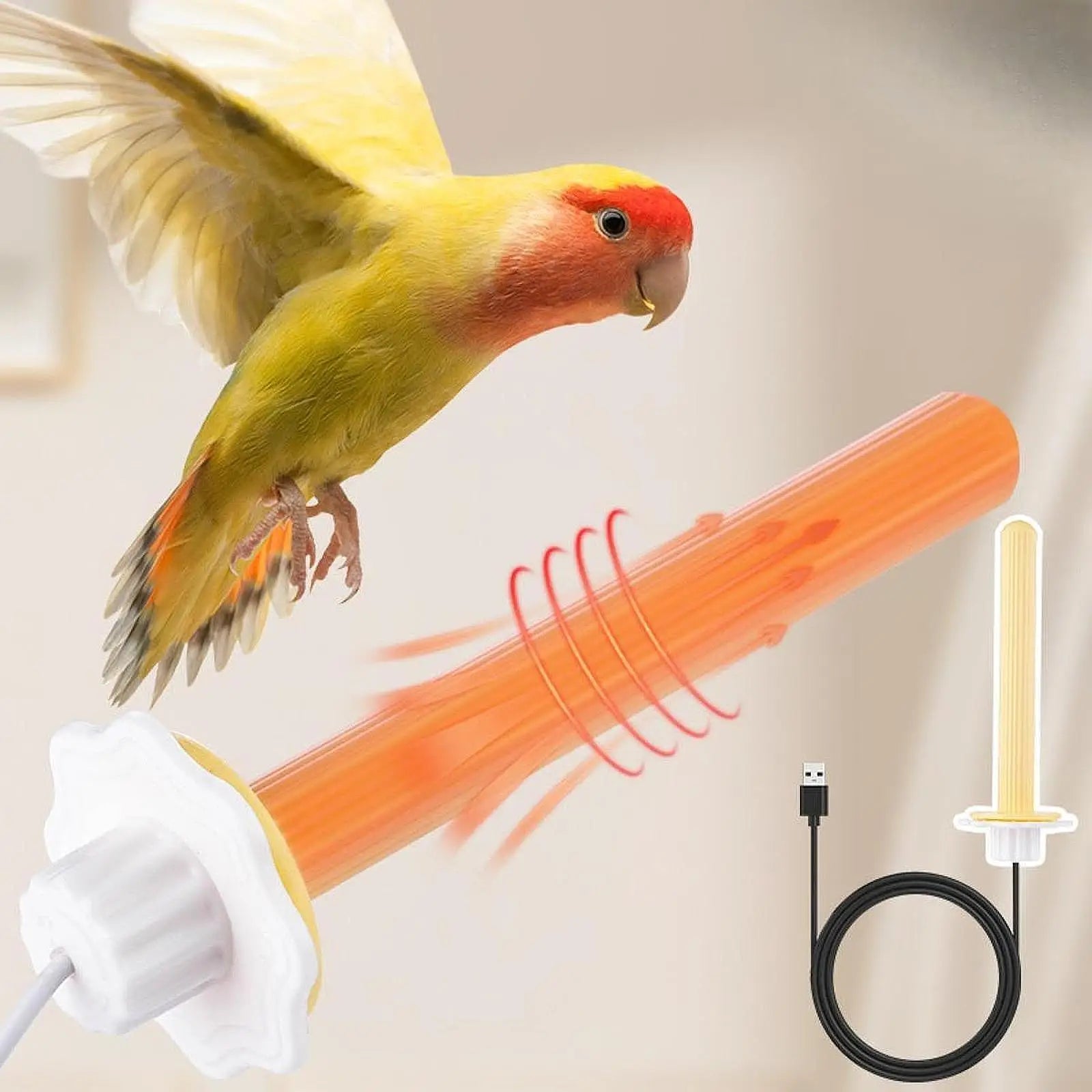 Winter Heated Bird Perch Stand Myna Parrot Bird Perch Rod Stick Birdcage Accessory Thermostatic Warm Bird Standing Pole Pet Bird Peaceful Pleasures Health and Wellness