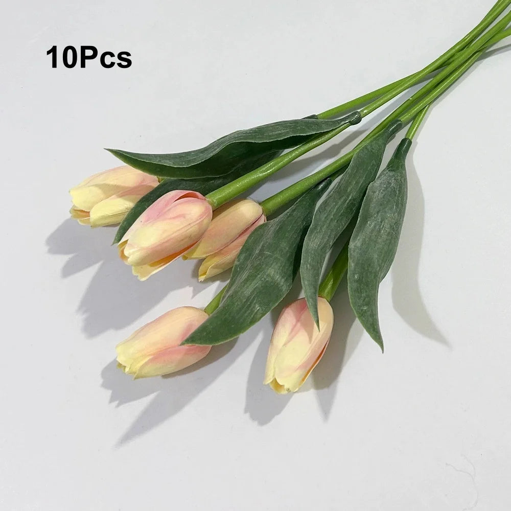 10-Pack Real Touch Artificial Tulips Faux Bouquet | Home & Wedding