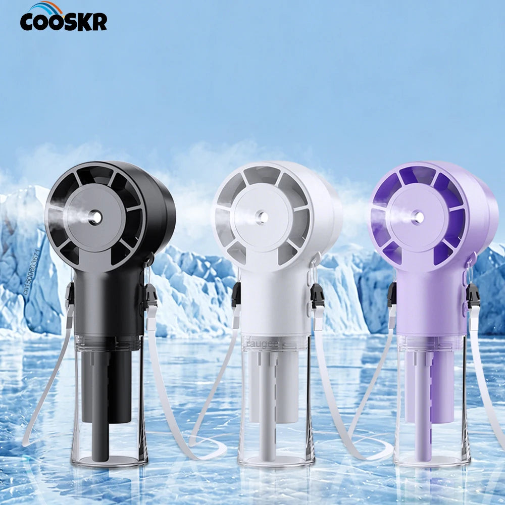 Water Mist Fan Portable Handheld Humidifier Fan with Sprayer Rechargeable 4 Wind Speed Coolling Mist Fan Mini Water Spray Fan Peaceful Pleasures Health and Wellness