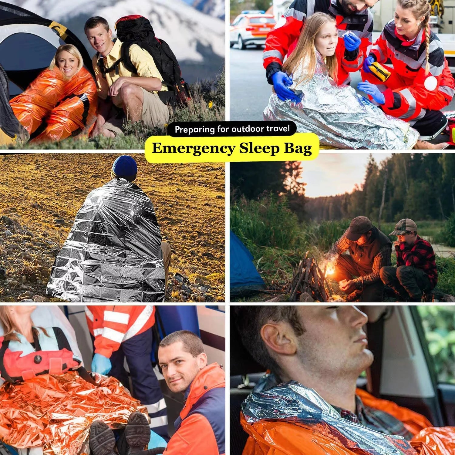 Portable Insulated sleeping bag Waterproof Emergency Survival Outdoor Edc Camping Gear Thermal Sack First Aid Rescue Kit Mylar Peaceful Pleasures Health and Wellness