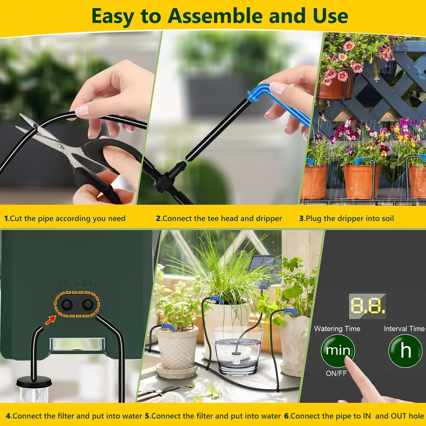 Solar Drip Irrigation Kit – Auto Plant Watering & Water Sensor