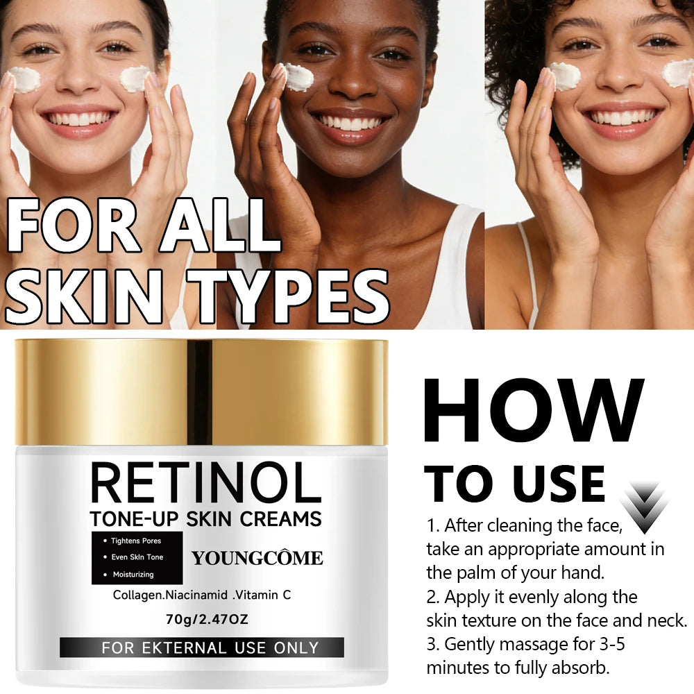 YOUNGCOME Retinol Tone-Up Cream - with Collagen, Niacinamide & Vitamin C for Pore Tightening,Smooth Brighten skin Peaceful Pleasures Health and Wellness