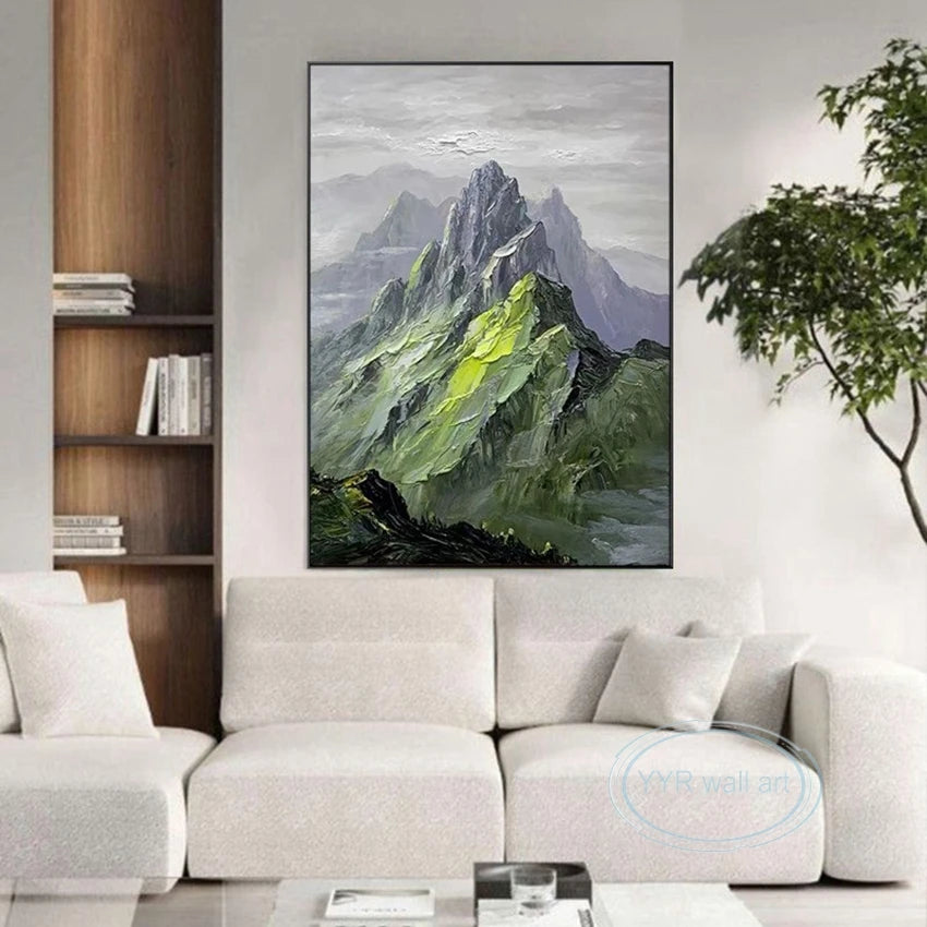 Custom Canvas Mural Abstract Mountain Decoration Picture Handmade Oil Painting Wall Poster Living Room Bedroom Porch Restaurant Peaceful Pleasures Health and Wellness