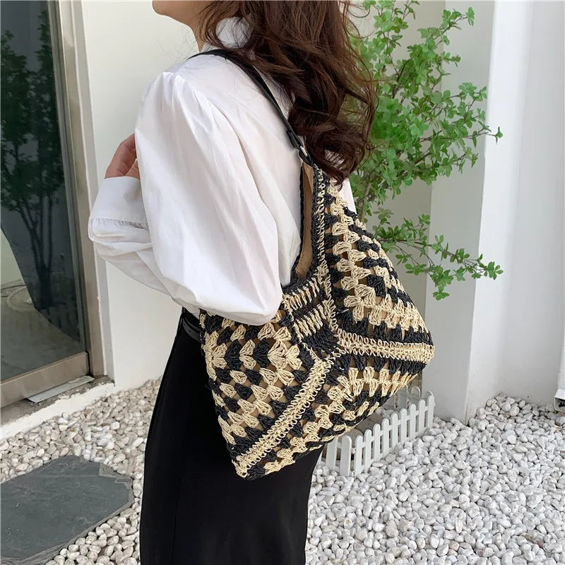 Woven Net Shoulder Bag – Beach Tote Handbag for Women & Girls Peaceful Pleasures Health and Wellness
