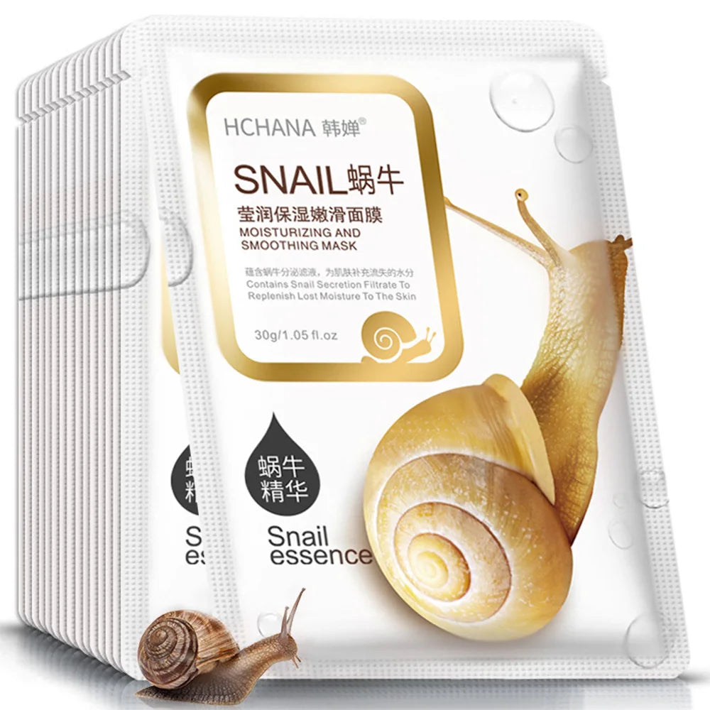 Snail Mucus Hydrating Sleeping Face Sheet Masks – 5 or 10 Pcs