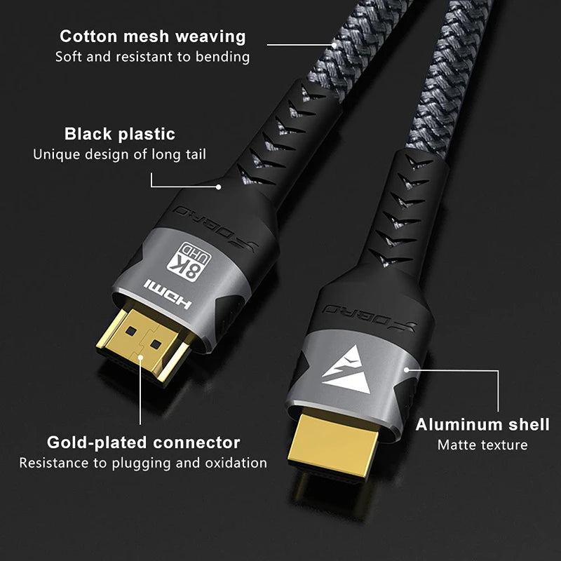 8K HDMI Cables 2.1 48Gbps High Speed HDMI Braided Durable Perfect Cord-4K@120Hz 8K@60Hz ForHDR Video Cable PC Laptop TV PS5 Peaceful Pleasures Health and Wellness