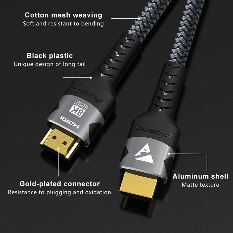 DIXSG HDMI 2.1 Cable 8K 48Gbps Braided – PS5, TV, PC, Laptop
