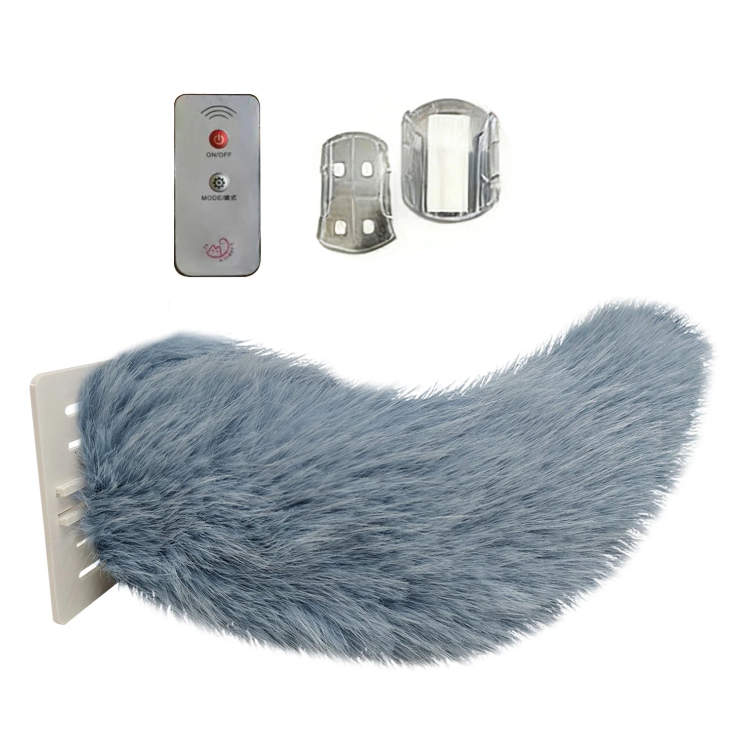 Electric Fluffy Tail For Car Decoration Sound/Remote Control Dynamic Plush Animal Tail With Buckle USB Rechargeable Accessory Peaceful Pleasures Health and Wellness Blue