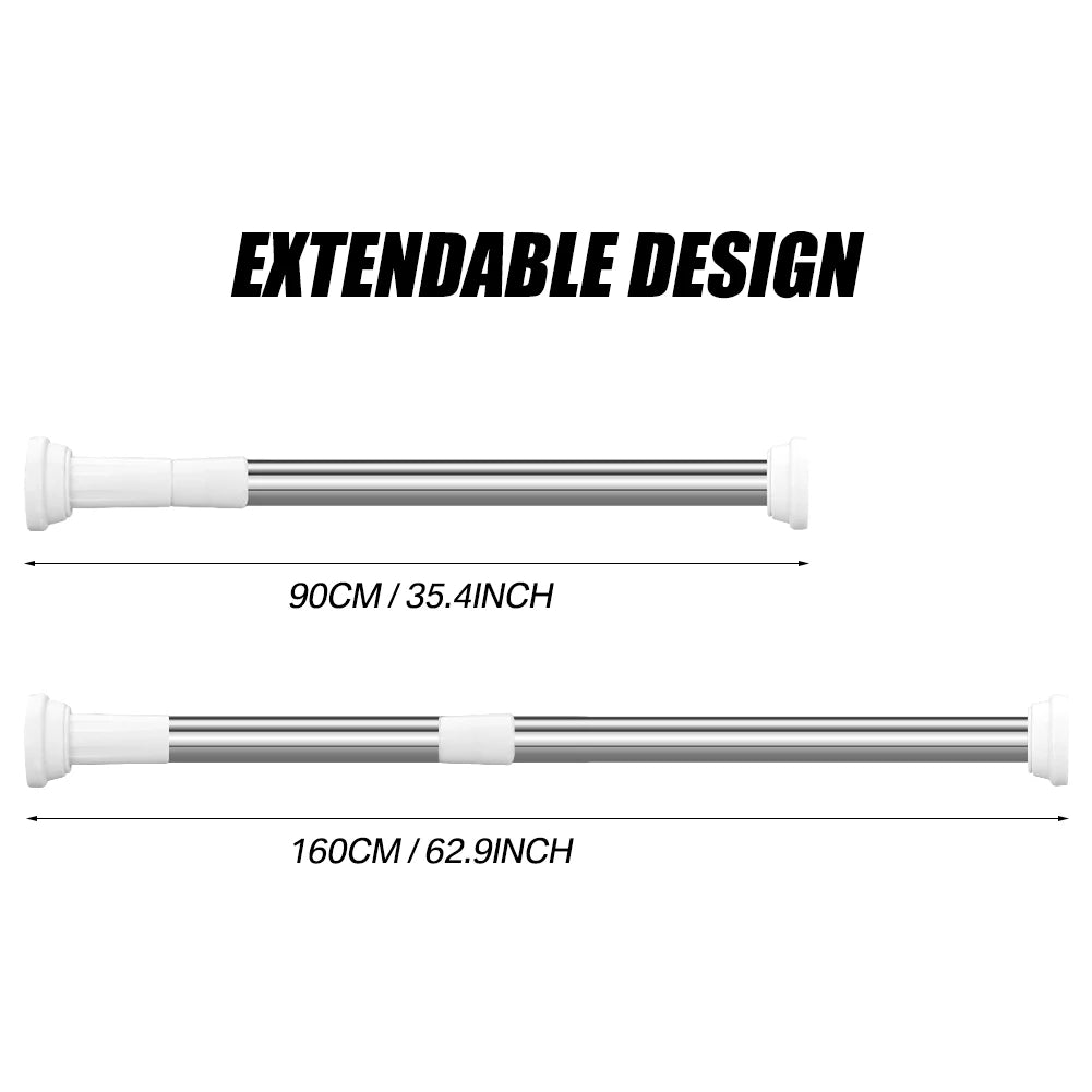 No-Drill Tension Shower Curtain Rod | Adjustable Steel Pole