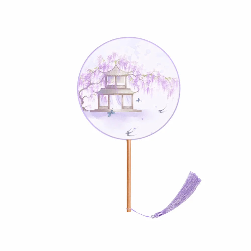Silk Round Hand Fan – Vintage Chinese Ink Painting Design