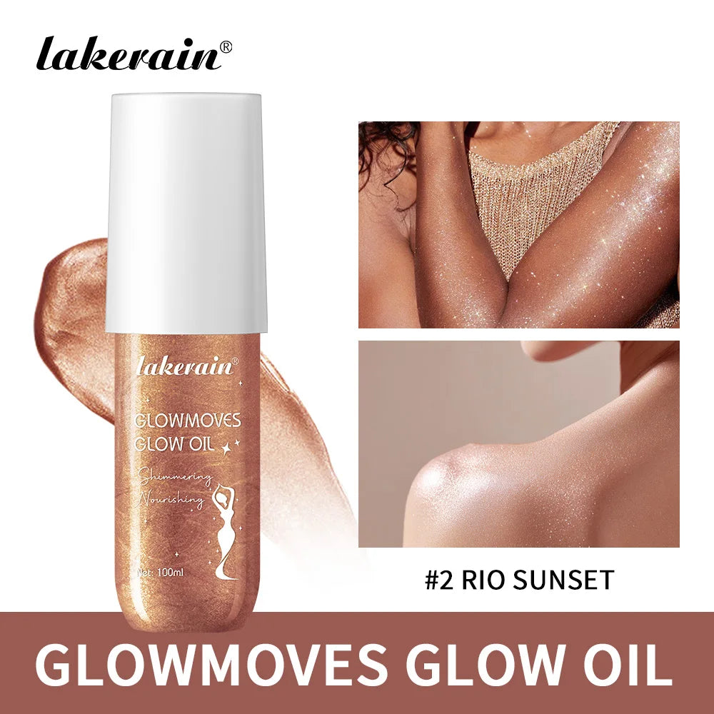 Lakerain 100ml Glowmoves Glow Oil Long Lasting Smoothing Nourishing Deep Moisturizing Shimmering Non-greasy Body Care Glow Oil Peaceful Pleasures Health and Wellness