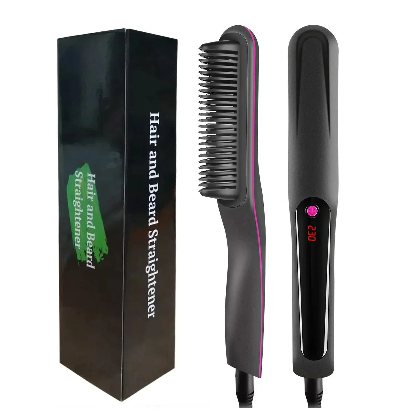 Professional Hair Straightener Brush Anti-Scald Feature Fast Heating Flat Iron Hot Comb Straightening Brush Hair Styler For Men Peaceful Pleasures Health and Wellness black with box AU
