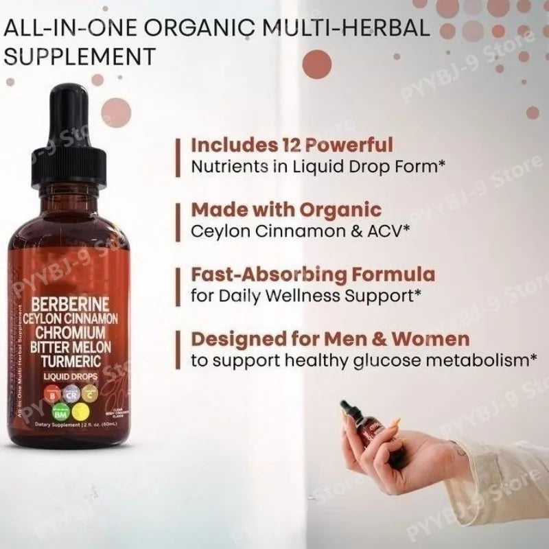 Berberine Chromium Turmeric Ginseng Liquid Drops 60ml