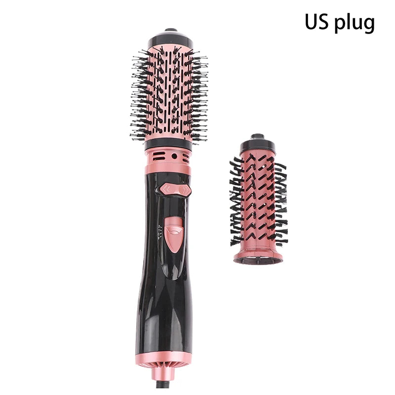 Hair Dryer Brush 2 In 1 Hot Air Spin Brush Curling Straightening Styling Auto-Rotating Ionic Round Blow Hair Dryer Volumizer Peaceful Pleasures Health and Wellness US Plug Rose Gold