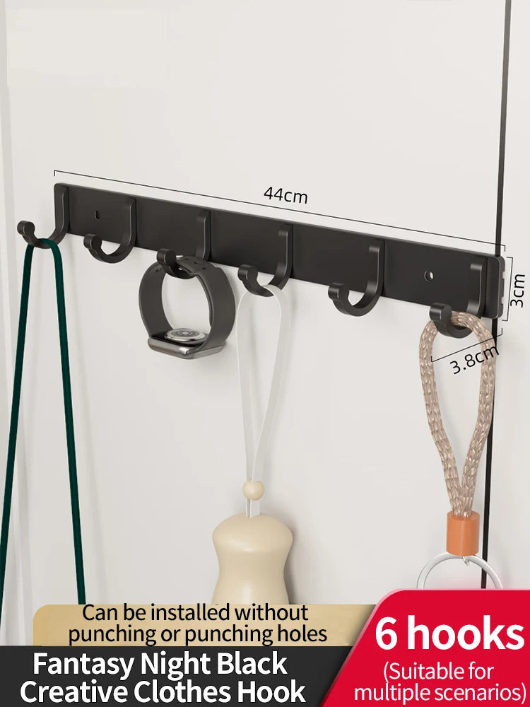 6-Hook Space Aluminum Wall Rack – Kitchen & Bathroom Organizer