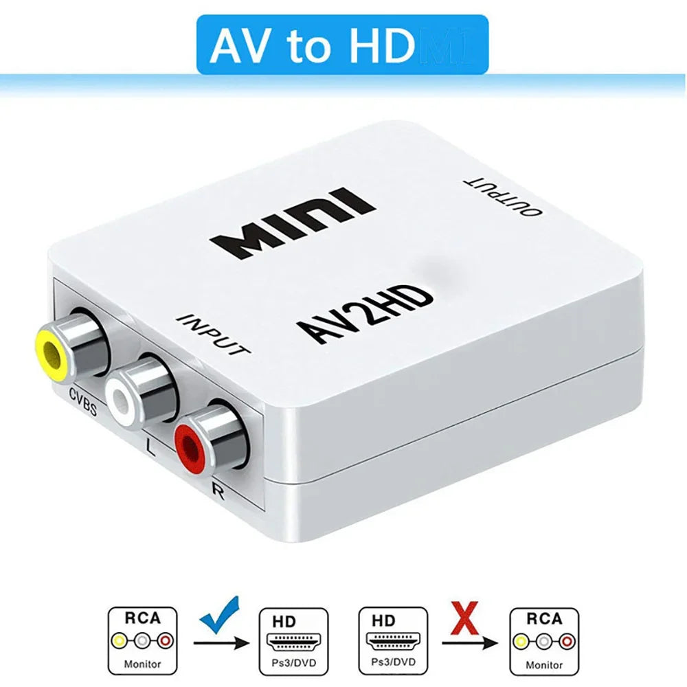HDMI to RCA AV Converter Box 1080P CVBS NTSC PAL Compatible