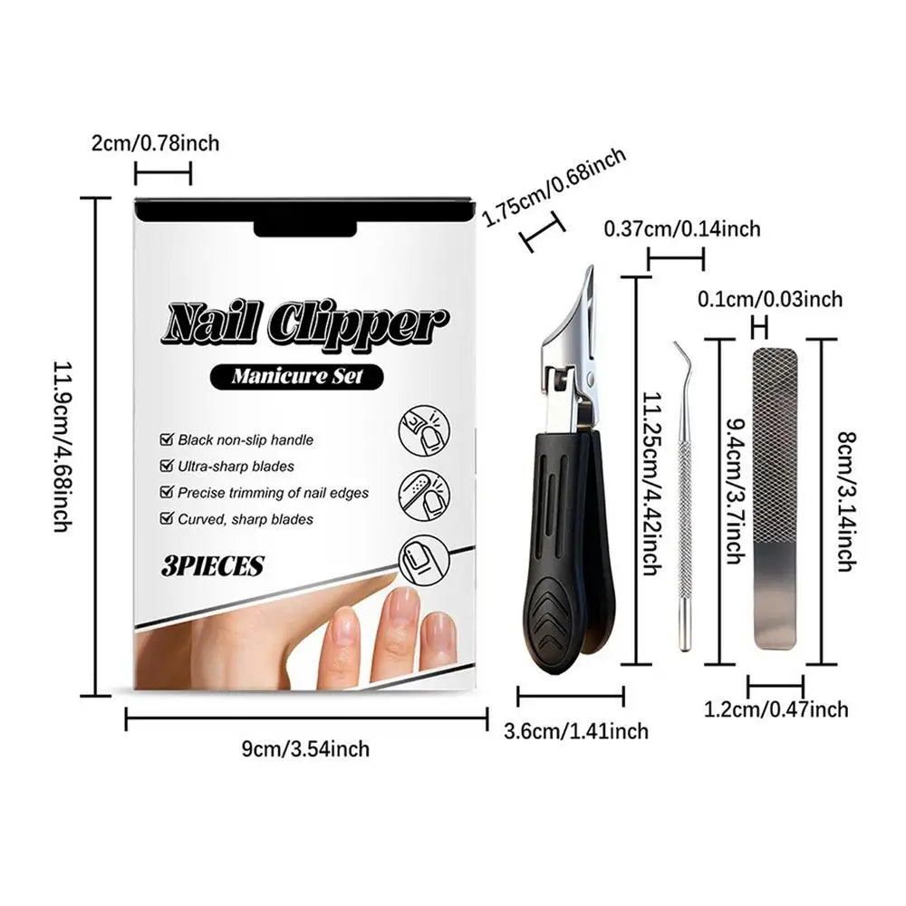 Angled Nail Clippers | Wide Opening Anti-Splash Trimmer Set
