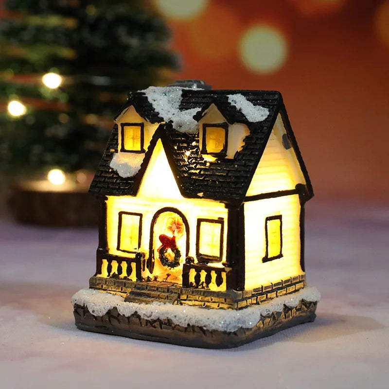Christmas Led Light House Christmas Tree Ornaments LED Resin Small Village House Xmas Glow Decor Gift Happy New Year Decors DC05 Peaceful Pleasures Health and Wellness C