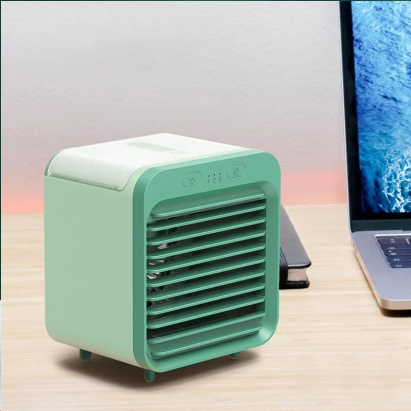 Portable Mini Air Conditioner Desktop Fan USB Rechargeable Air Cooler Table Cooling Mist Fan Humidifier for Office Home Peaceful Pleasures Health and Wellness